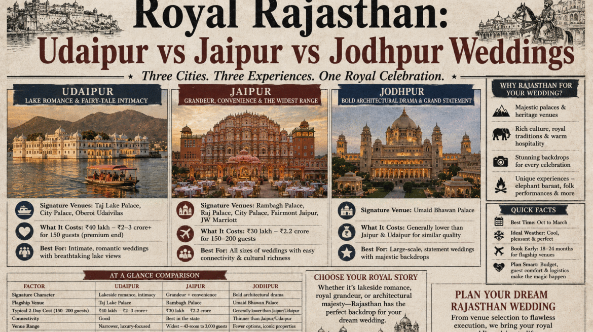 Royal Rajasthan: Udaipur vs Jaipur vs Jodhpur Weddings