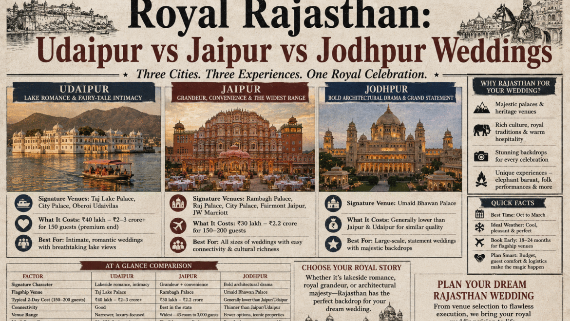 Royal Rajasthan: Udaipur vs Jaipur vs Jodhpur Weddings